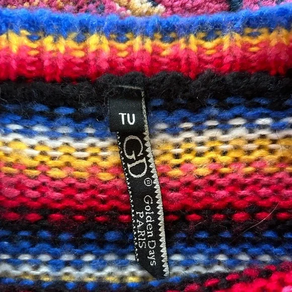 Golden Days Paris | Women’s rainbow tripped balloon sleeve pullover sweater, OS - Picture 16 of 16